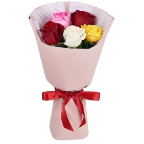 Купить на заказ Букет из 5 роз, микс с доставкой в Каратау