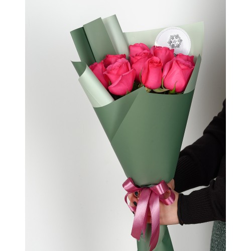Купить на заказ Букет из 7 розовых роз с доставкой в Каратау