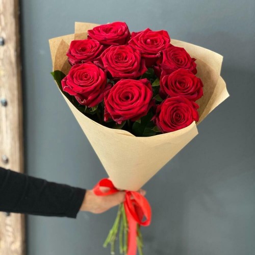 Купить на заказ Букет из 9 красных роз с доставкой в Каратау