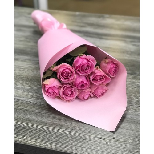 Купить на заказ Букет из 9 розовых роз с доставкой в Каратау