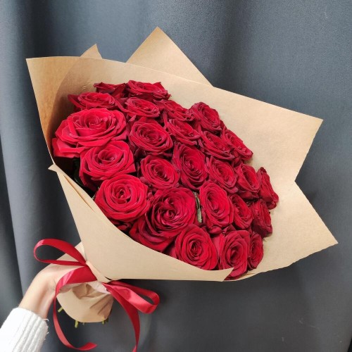 Купить на заказ Букет из 25 красных роз с доставкой в Каратау