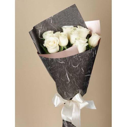 Купить на заказ Букет из 9 белых роз с доставкой в Каратау